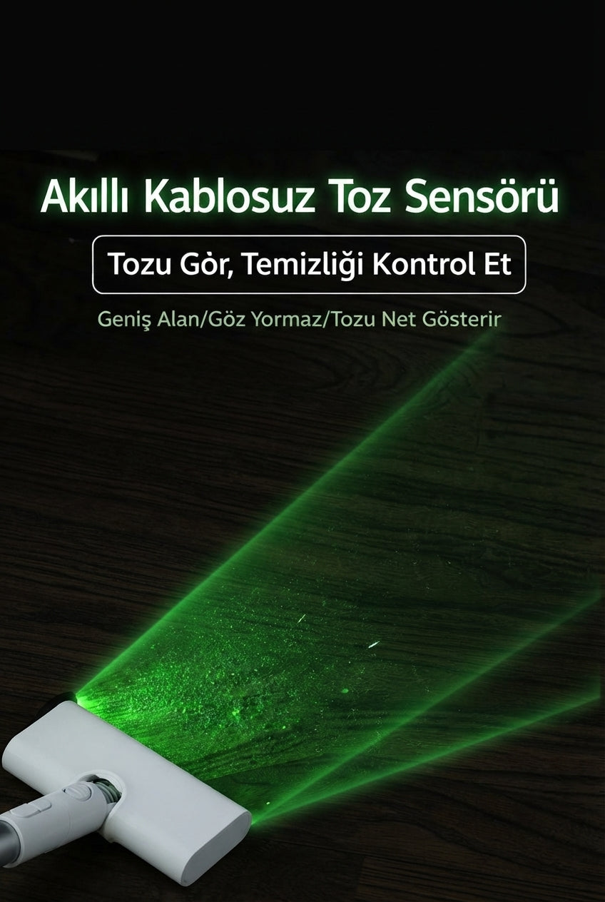 Evora LumiClean Pro™ | Süpürge Uyumlu Profesyonel Yeşil LED Temizlik Işığı